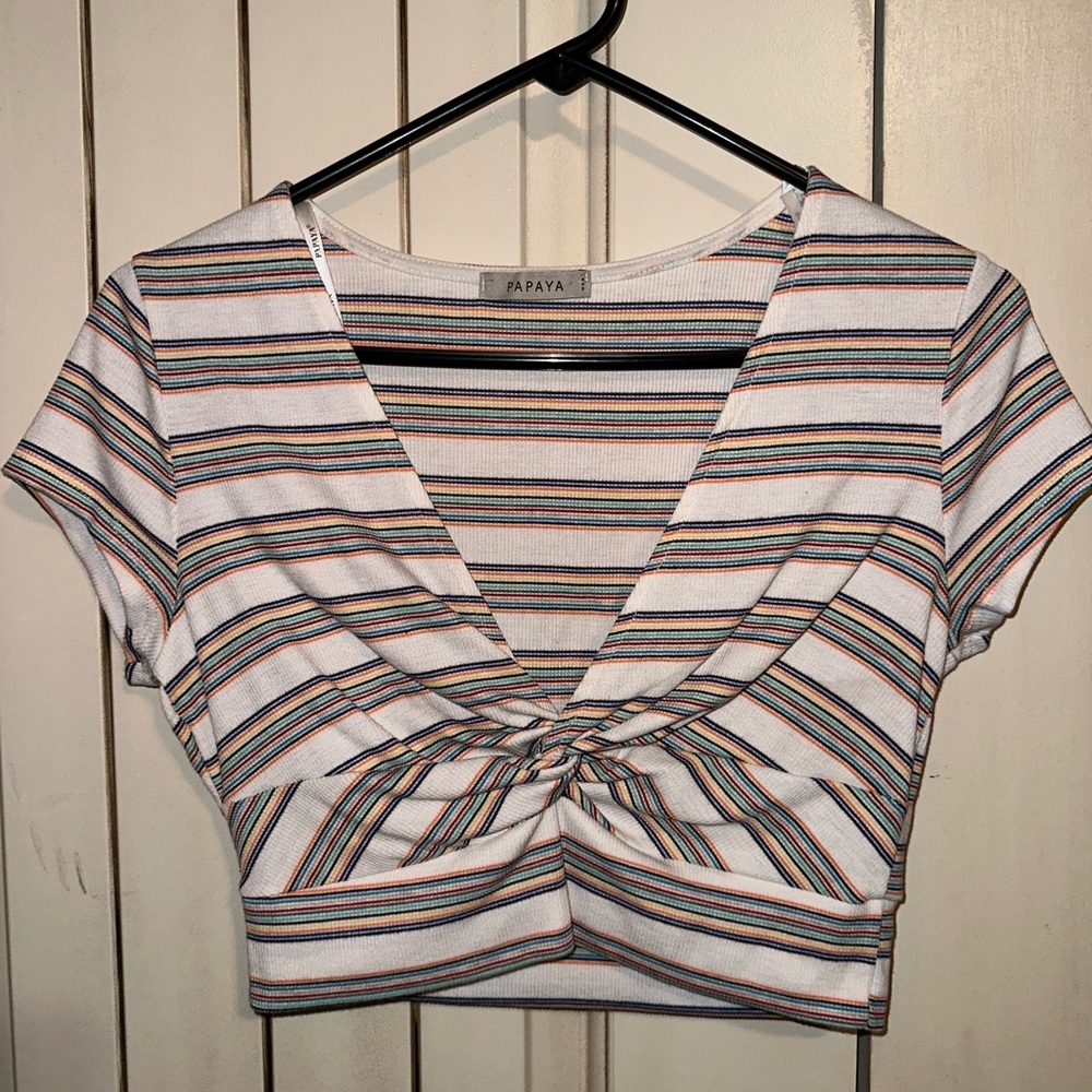 NWOT Striped Crop Top